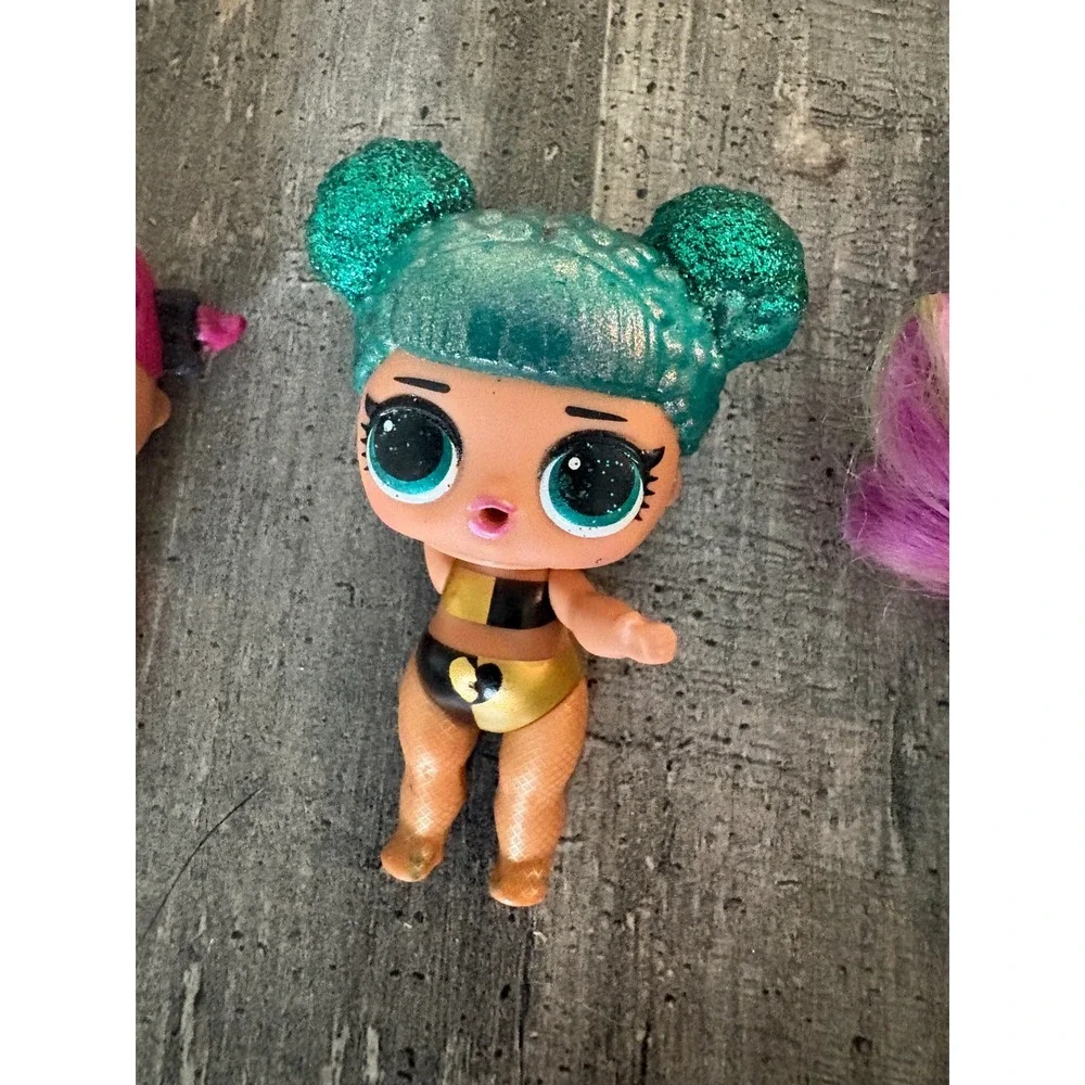 MGA LOL Surprise Doll Lot 3pc Glitter Teal Pink Purple Green Hair Collectibles